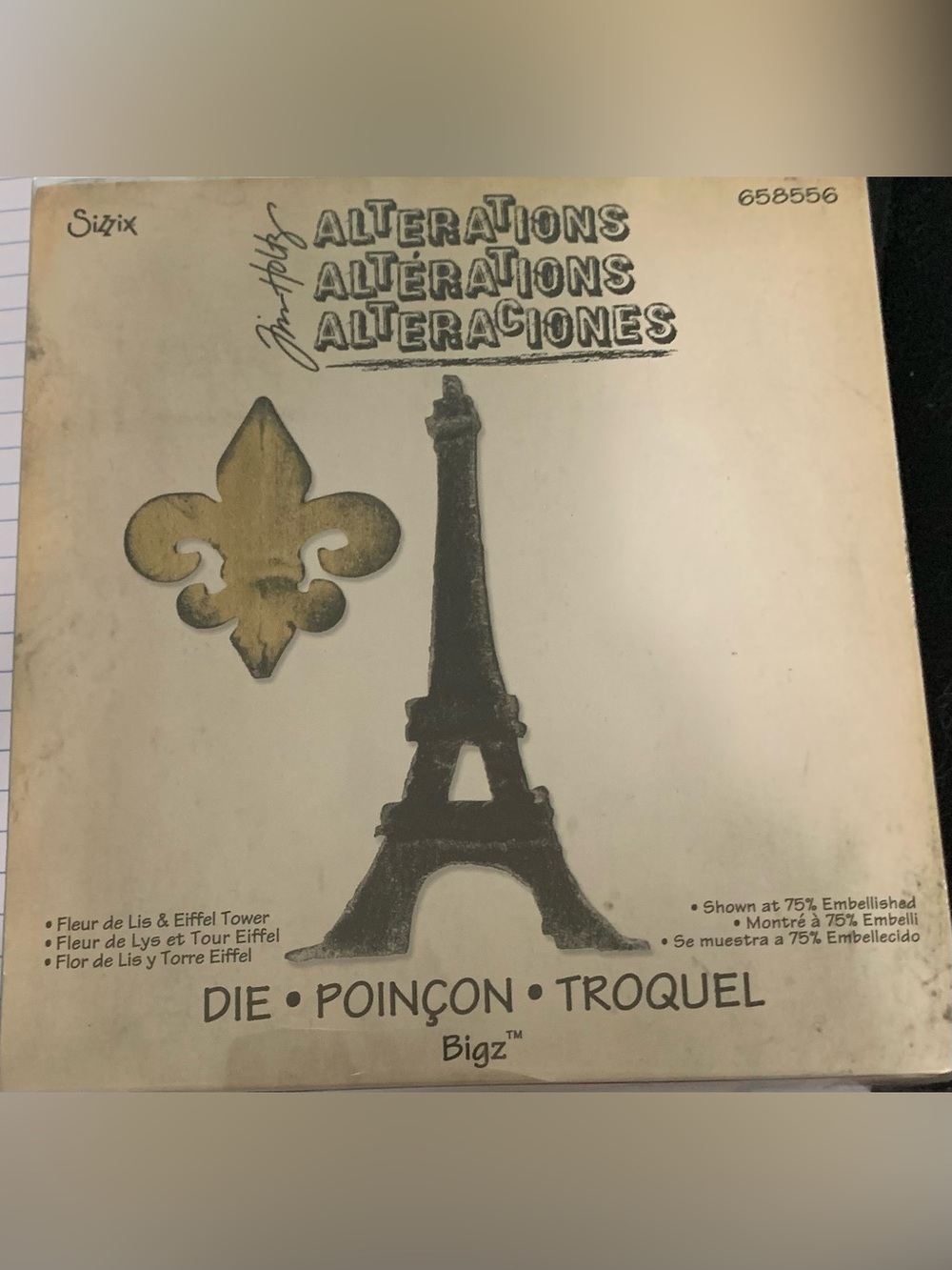 Tim Holtz Sizzix Alterations Eiffel Tower and Fleur-de-Lis Die Set